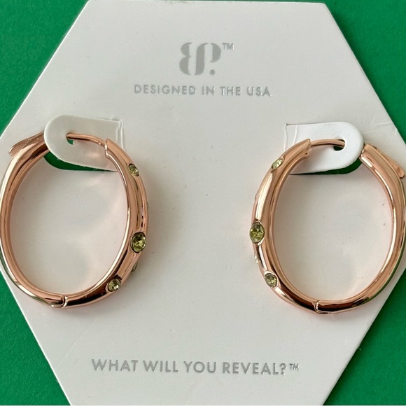 Bomb Party ROSE GOLD and PERIDOT Hoop Earrings - Picture 7 of 7